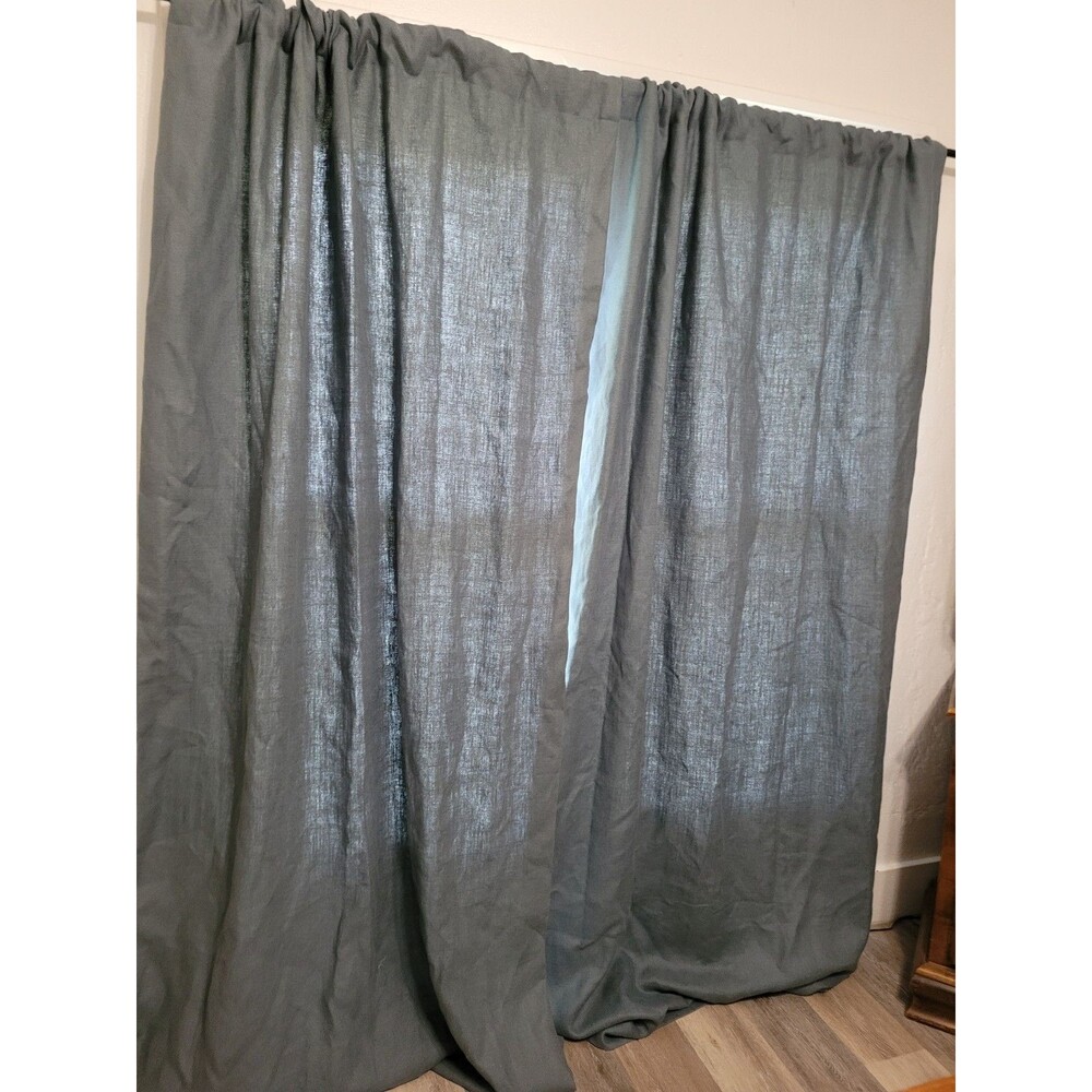 Restoration Hardware Belgian Linen Drapery Pannels French Blue 50x96 Rod Pocket